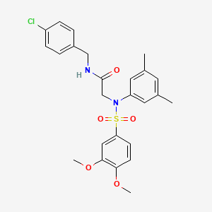 molecular formula C25H27ClN2O5S B3570951 N~1~-(4-chlorobenzyl)-N~2~-[(3,4-dimethoxyphenyl)sulfonyl]-N~2~-(3,5-dimethylphenyl)glycinamide 