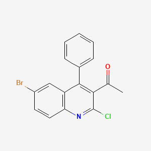 molecular formula C17H11BrClNO B3570958 1-(6-bromo-2-chloro-4-phenyl-3-quinolinyl)ethanone 