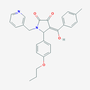 molecular formula C27H26N2O4 B357097 (4E)-4-[hydroxy-(4-methylphenyl)methylidene]-5-(4-propoxyphenyl)-1-(pyridin-3-ylmethyl)pyrrolidine-2,3-dione CAS No. 615271-36-8