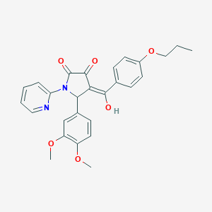 molecular formula C27H26N2O6 B357099 5-(3,4-dimethoxyphenyl)-3-hydroxy-4-(4-propoxybenzoyl)-1-(2-pyridinyl)-1,5-dihydro-2H-pyrrol-2-one CAS No. 615270-97-8