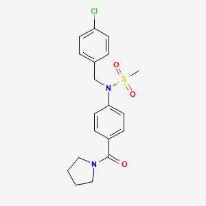 molecular formula C19H21ClN2O3S B3571043 N-(4-chlorobenzyl)-N-[4-(1-pyrrolidinylcarbonyl)phenyl]methanesulfonamide 