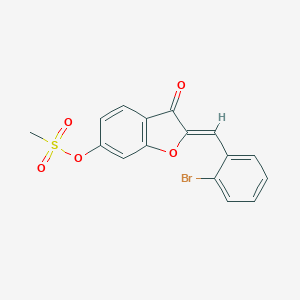 molecular formula C16H11BrO5S B357109 (Z)-2-(2-溴苄叉)-3-氧代-2,3-二氢苯并呋喃-6-基甲磺酸盐 CAS No. 622812-62-8
