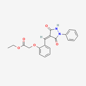 molecular formula C20H18N2O5 B3571158 ethyl {2-[(3,5-dioxo-1-phenyl-4-pyrazolidinylidene)methyl]phenoxy}acetate 