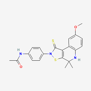 molecular formula C21H21N3O2S2 B3571173 N-[4-(8-methoxy-4,4-dimethyl-1-thioxo-4,5-dihydroisothiazolo[5,4-c]quinolin-2(1H)-yl)phenyl]acetamide 