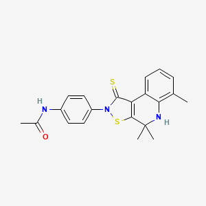 molecular formula C21H21N3OS2 B3571174 N-[4-(4,4,6-trimethyl-1-thioxo-4,5-dihydroisothiazolo[5,4-c]quinolin-2(1H)-yl)phenyl]acetamide 