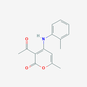 molecular formula C15H15NO3 B3571190 3-acetyl-6-methyl-4-[(2-methylphenyl)amino]-2H-pyran-2-one 