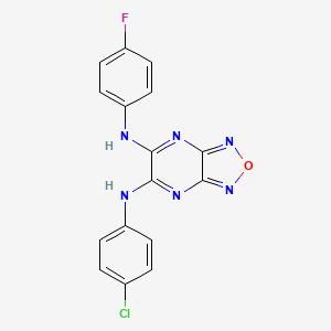 molecular formula C16H10ClFN6O B3571200 N-(4-chlorophenyl)-N'-(4-fluorophenyl)[1,2,5]oxadiazolo[3,4-b]pyrazine-5,6-diamine 
