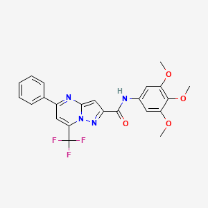 molecular formula C23H19F3N4O4 B3571218 5-phenyl-7-(trifluoromethyl)-N-(3,4,5-trimethoxyphenyl)pyrazolo[1,5-a]pyrimidine-2-carboxamide 