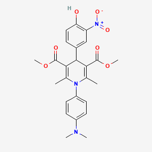 molecular formula C25H27N3O7 B3571225 dimethyl 1-[4-(dimethylamino)phenyl]-4-(4-hydroxy-3-nitrophenyl)-2,6-dimethyl-1,4-dihydro-3,5-pyridinedicarboxylate 