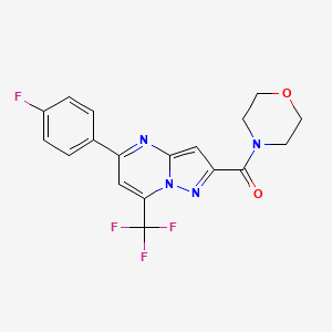 molecular formula C18H14F4N4O2 B3571253 5-(4-fluorophenyl)-2-(4-morpholinylcarbonyl)-7-(trifluoromethyl)pyrazolo[1,5-a]pyrimidine CAS No. 5843-01-6