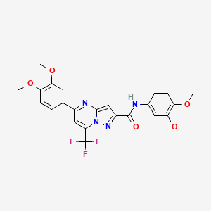 molecular formula C24H21F3N4O5 B3571268 N,5-bis(3,4-dimethoxyphenyl)-7-(trifluoromethyl)pyrazolo[1,5-a]pyrimidine-2-carboxamide 