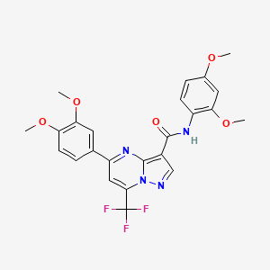 molecular formula C24H21F3N4O5 B3571278 N-(2,4-dimethoxyphenyl)-5-(3,4-dimethoxyphenyl)-7-(trifluoromethyl)pyrazolo[1,5-a]pyrimidine-3-carboxamide 