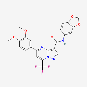 molecular formula C23H17F3N4O5 B3571287 N-1,3-benzodioxol-5-yl-5-(3,4-dimethoxyphenyl)-7-(trifluoromethyl)pyrazolo[1,5-a]pyrimidine-3-carboxamide 