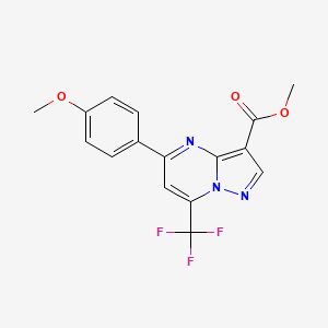 molecular formula C16H12F3N3O3 B3571289 methyl 5-(4-methoxyphenyl)-7-(trifluoromethyl)pyrazolo[1,5-a]pyrimidine-3-carboxylate 