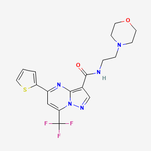 molecular formula C18H18F3N5O2S B3571299 N-[2-(4-morpholinyl)ethyl]-5-(2-thienyl)-7-(trifluoromethyl)pyrazolo[1,5-a]pyrimidine-3-carboxamide 