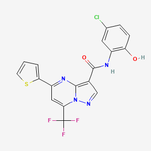 molecular formula C18H10ClF3N4O2S B3571306 N-(5-chloro-2-hydroxyphenyl)-5-(2-thienyl)-7-(trifluoromethyl)pyrazolo[1,5-a]pyrimidine-3-carboxamide 