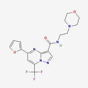 molecular formula C18H18F3N5O3 B3571319 5-(2-furyl)-N-[2-(4-morpholinyl)ethyl]-7-(trifluoromethyl)pyrazolo[1,5-a]pyrimidine-3-carboxamide 