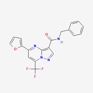 molecular formula C19H13F3N4O2 B3571325 N-benzyl-5-(2-furyl)-7-(trifluoromethyl)pyrazolo[1,5-a]pyrimidine-3-carboxamide 