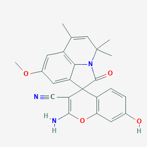 2-amino-7-hydroxy-8'-methoxy-4',4',6'-trimethyl-2'-oxo-4'H-spiro[chromene-4,1'-pyrrolo[3,2,1-ij]quinoline]-3-carbonitrile