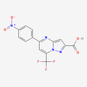 molecular formula C14H7F3N4O4 B3571345 5-(4-nitrophenyl)-7-(trifluoromethyl)pyrazolo[1,5-a]pyrimidine-2-carboxylic acid 