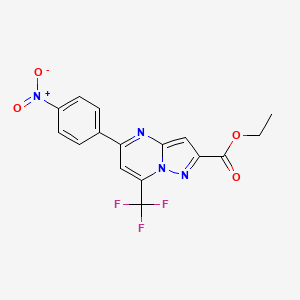 molecular formula C16H11F3N4O4 B3571346 ethyl 5-(4-nitrophenyl)-7-(trifluoromethyl)pyrazolo[1,5-a]pyrimidine-2-carboxylate 