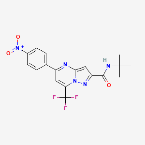 molecular formula C18H16F3N5O3 B3571360 N-(tert-butyl)-5-(4-nitrophenyl)-7-(trifluoromethyl)pyrazolo[1,5-a]pyrimidine-2-carboxamide 