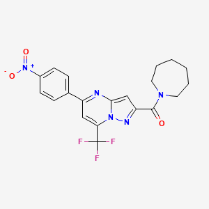 molecular formula C20H18F3N5O3 B3571369 2-(1-azepanylcarbonyl)-5-(4-nitrophenyl)-7-(trifluoromethyl)pyrazolo[1,5-a]pyrimidine 