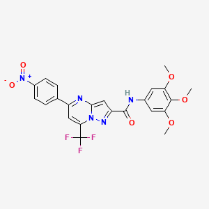 molecular formula C23H18F3N5O6 B3571380 5-(4-nitrophenyl)-7-(trifluoromethyl)-N-(3,4,5-trimethoxyphenyl)pyrazolo[1,5-a]pyrimidine-2-carboxamide 