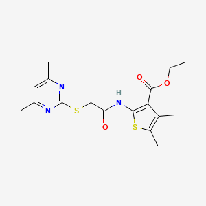 molecular formula C17H21N3O3S2 B3571386 ethyl 2-({[(4,6-dimethyl-2-pyrimidinyl)thio]acetyl}amino)-4,5-dimethyl-3-thiophenecarboxylate 
