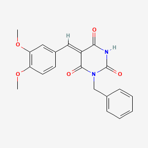 molecular formula C20H18N2O5 B3571401 1-benzyl-5-(3,4-dimethoxybenzylidene)-2,4,6(1H,3H,5H)-pyrimidinetrione 