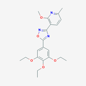 molecular formula C21H25N3O5 B357146 2-Methoxy-6-methyl-3-[5-(3,4,5-triethoxyphenyl)-1,2,4-oxadiazol-3-yl]pyridine CAS No. 708218-81-9