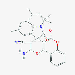 2-amino-4',4',6',8'-tetramethyl-2',5-dioxo-5',6'-dihydro-4'H,5H-spiro[pyrano[3,2-c]chromene-4,1'-pyrrolo[3,2,1-ij]quinoline]-3-carbonitrile