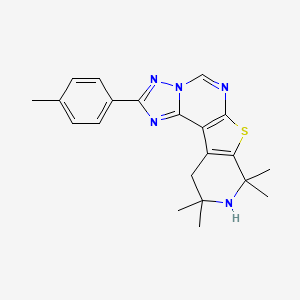 molecular formula C21H23N5S B3571487 8,8,10,10-tetramethyl-2-(4-methylphenyl)-8,9,10,11-tetrahydropyrido[4',3':4,5]thieno[3,2-e][1,2,4]triazolo[1,5-c]pyrimidine 