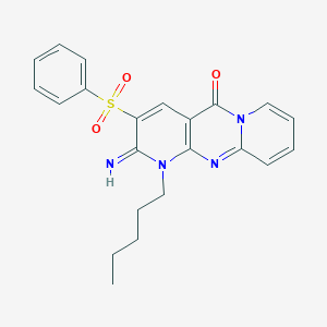 molecular formula C22H22N4O3S B357151 2-imino-1-pentyl-3-(phenylsulfonyl)-1,2-dihydro-5H-dipyrido[1,2-a:2,3-d]pyrimidin-5-one CAS No. 606963-72-8