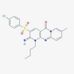 molecular formula C22H21ClN4O3S B357152 1-butyl-3-[(4-chlorophenyl)sulfonyl]-2-imino-8-methyl-1,2-dihydro-5H-dipyrido[1,2-a:2',3'-d]pyrimidin-5-one CAS No. 606962-76-9