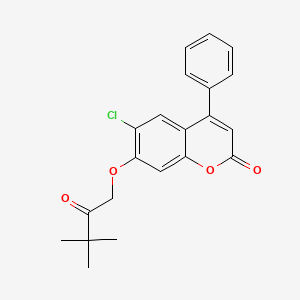 molecular formula C21H19ClO4 B3571527 6-chloro-7-(3,3-dimethyl-2-oxobutoxy)-4-phenyl-2H-chromen-2-one 