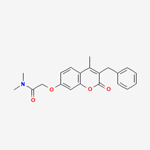 molecular formula C21H21NO4 B3571534 2-[(3-benzyl-4-methyl-2-oxo-2H-chromen-7-yl)oxy]-N,N-dimethylacetamide 