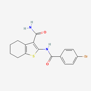 molecular formula C16H15BrN2O2S B3571551 2-[(4-bromobenzoyl)amino]-4,5,6,7-tetrahydro-1-benzothiophene-3-carboxamide 