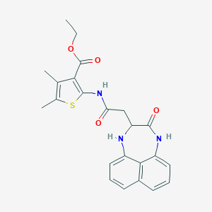 molecular formula C23H23N3O4S B357156 Ethyl 4,5-dimethyl-2-{[(3-oxo-1,2,3,4-tetrahydronaphtho[1,8-ef][1,4]diazepin-2-yl)acetyl]amino}thiophene-3-carboxylate CAS No. 1009672-92-7