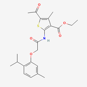 molecular formula C22H27NO5S B3571583 ethyl 5-acetyl-2-{[(2-isopropyl-5-methylphenoxy)acetyl]amino}-4-methyl-3-thiophenecarboxylate 