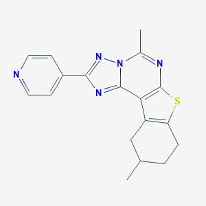 molecular formula C18H17N5S B357161 5,10-Dimethyl-2-(4-pyridinyl)-8,9,10,11-tetrahydro[1]benzothieno[3,2-e][1,2,4]triazolo[1,5-c]pyrimidine CAS No. 896817-86-0