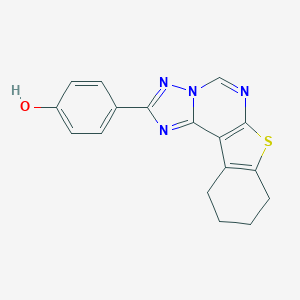 molecular formula C17H14N4OS B357162 4-(8,9,10,11-Tetrahydro[1]benzothieno[3,2-e][1,2,4]triazolo[1,5-c]pyrimidin-2-yl)phenol CAS No. 896827-92-2