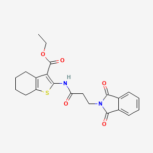 molecular formula C22H22N2O5S B3571620 ethyl 2-{[3-(1,3-dioxo-1,3-dihydro-2H-isoindol-2-yl)propanoyl]amino}-4,5,6,7-tetrahydro-1-benzothiophene-3-carboxylate 