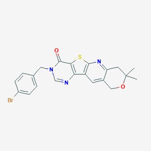 molecular formula C21H18BrN3O2S B357166 3-(4-bromobenzyl)-8,8-dimethyl-7,10-dihydro-8H-pyrano[3'',4'':5',6']pyrido[3',2':4,5]thieno[3,2-d]pyrimidin-4(3H)-one CAS No. 831179-46-5