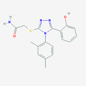 molecular formula C18H18N4O2S B357169 2-{[4-(2,4-dimethylphenyl)-5-(2-hydroxyphenyl)-4H-1,2,4-triazol-3-yl]sulfanyl}acetamide CAS No. 839696-10-5