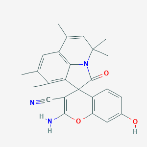 molecular formula C25H23N3O3 B357173 2-amino-7-hydroxy-4',4',6',8',9'-pentamethyl-2'-oxo-4'H-spiro[chromene-4,1'-pyrrolo[3,2,1-ij]quinoline]-3-carbonitrile CAS No. 832687-99-7