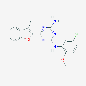 molecular formula C19H16ClN5O2 B357182 N-[4-amino-6-(3-methyl-1-benzofuran-2-yl)-1,3,5-triazin-2-yl]-N-(5-chloro-2-methoxyphenyl)amine CAS No. 714210-71-6