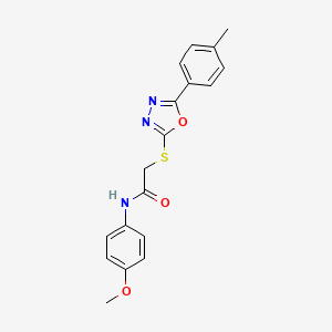 molecular formula C18H17N3O3S B3571829 N-(4-methoxyphenyl)-2-{[5-(4-methylphenyl)-1,3,4-oxadiazol-2-yl]thio}acetamide 