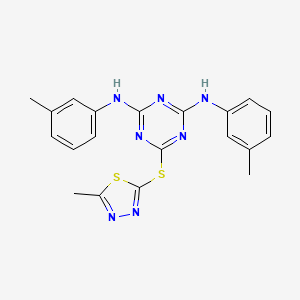 molecular formula C20H19N7S2 B3571836 N,N'-bis(3-methylphenyl)-6-[(5-methyl-1,3,4-thiadiazol-2-yl)thio]-1,3,5-triazine-2,4-diamine 