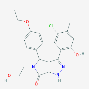 molecular formula C22H22ClN3O4 B357184 3-(5-chloro-2-hydroxy-4-methylphenyl)-4-(4-ethoxyphenyl)-5-(2-hydroxyethyl)-4,5-dihydropyrrolo[3,4-c]pyrazol-6(1H)-one CAS No. 866245-75-2